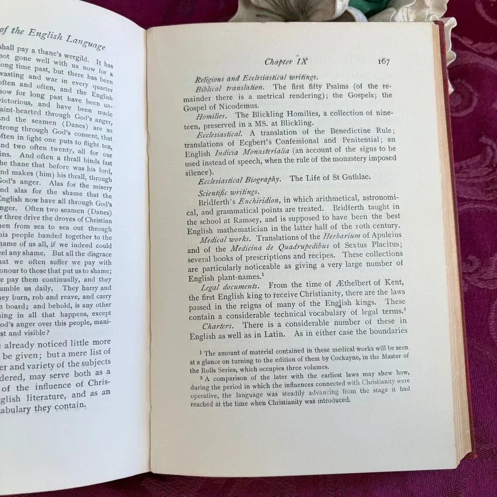 1900 Outlines of the History of the English Language, Antique School Book